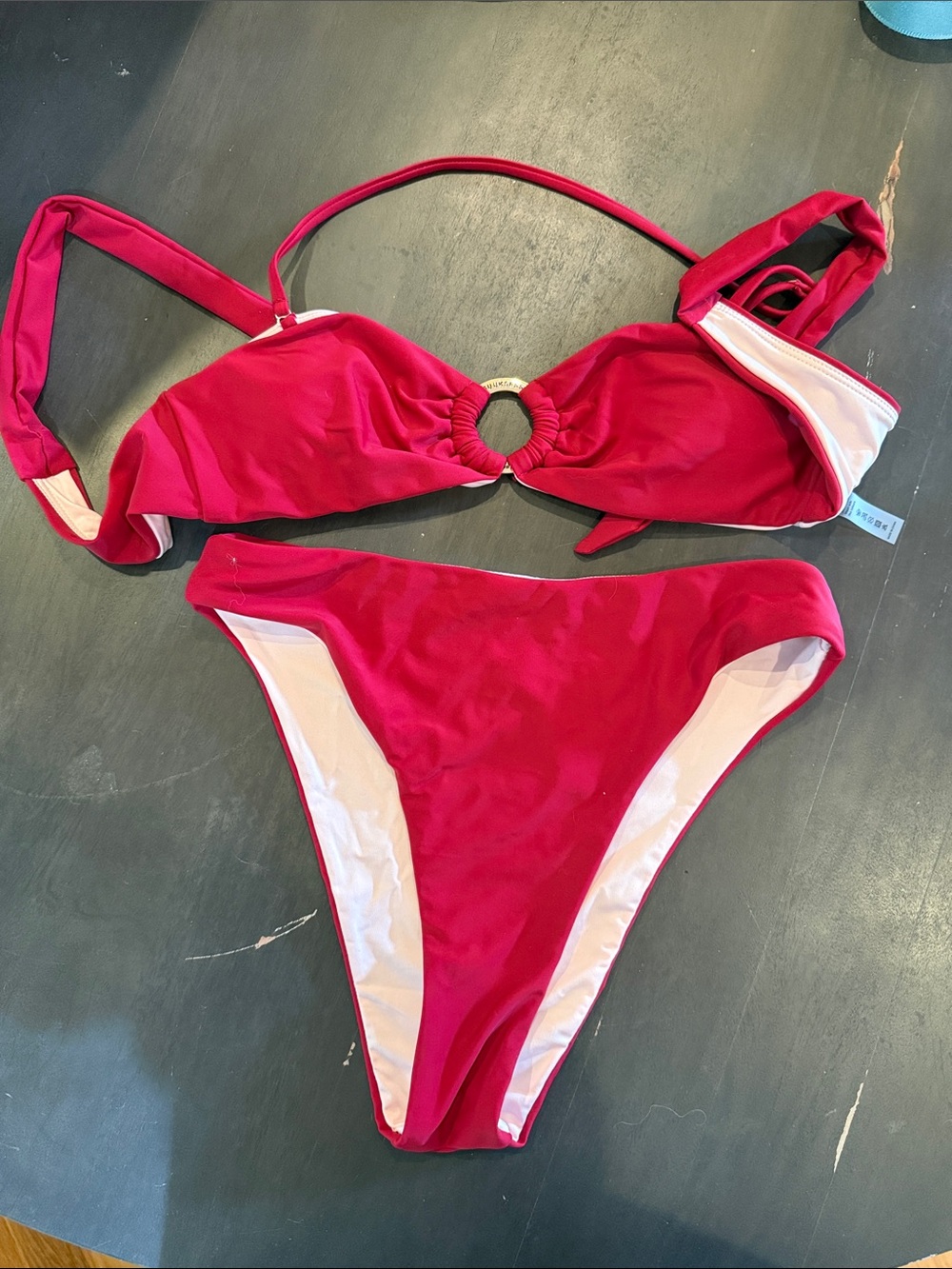 Red Ring-Accent Bikini Set for Women
